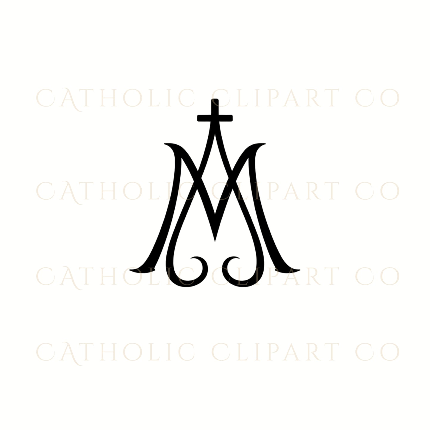 Auspice of Mary Clipart Bundle | Marian Monogram PNG | Catholic Marian Symbol Clipart |Gold & Black Auspice Maria Clipart | Catholic Wedding