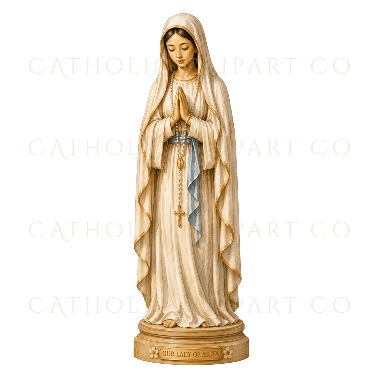 Our Lady of Akita Clipart PNG Bundle, Catholic Marian Apparition Clipart, Japanese Catholic Watercolor PNG, Commercial Use