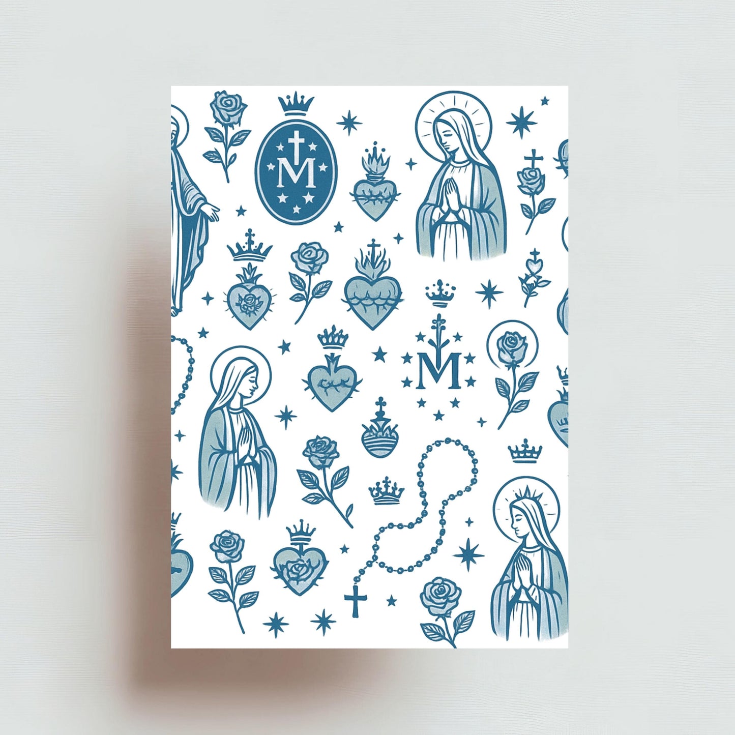 Religious Printable Paper for Catholic journaling and feast-day decor | Papel Imprimible Religioso para diarios católicos y fiestas marianas