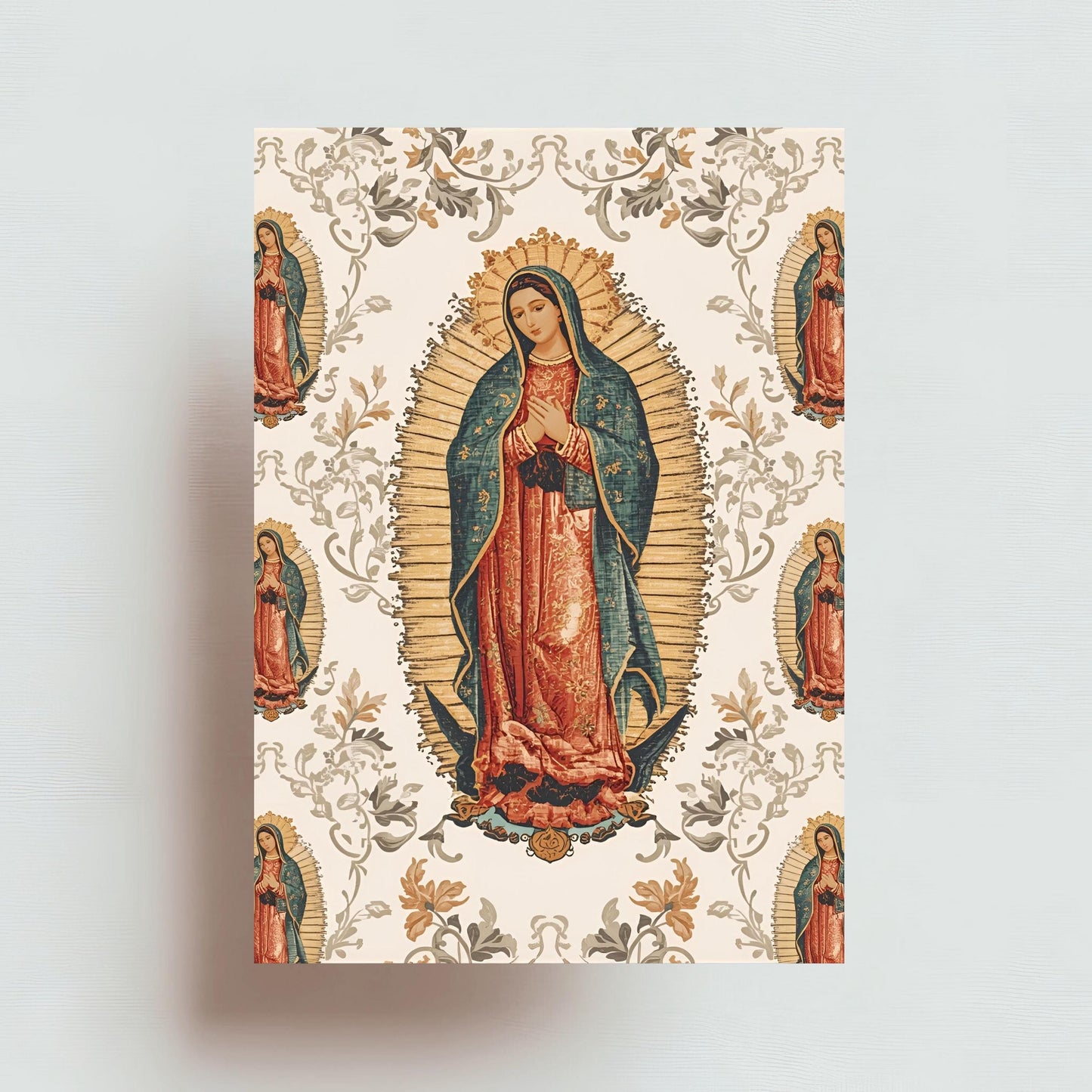 Our Lady of Guadalupe holy-card style background / Fondo estilo estampa de la Virgen de Guadalupe