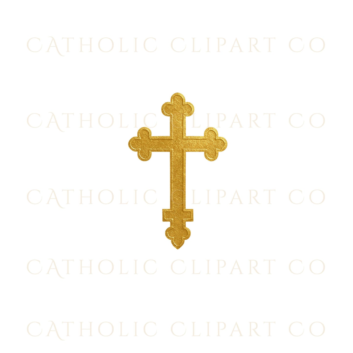 Decorative fleur-de-lis gold cross design | Diseño de cruz dorada con flor de lis