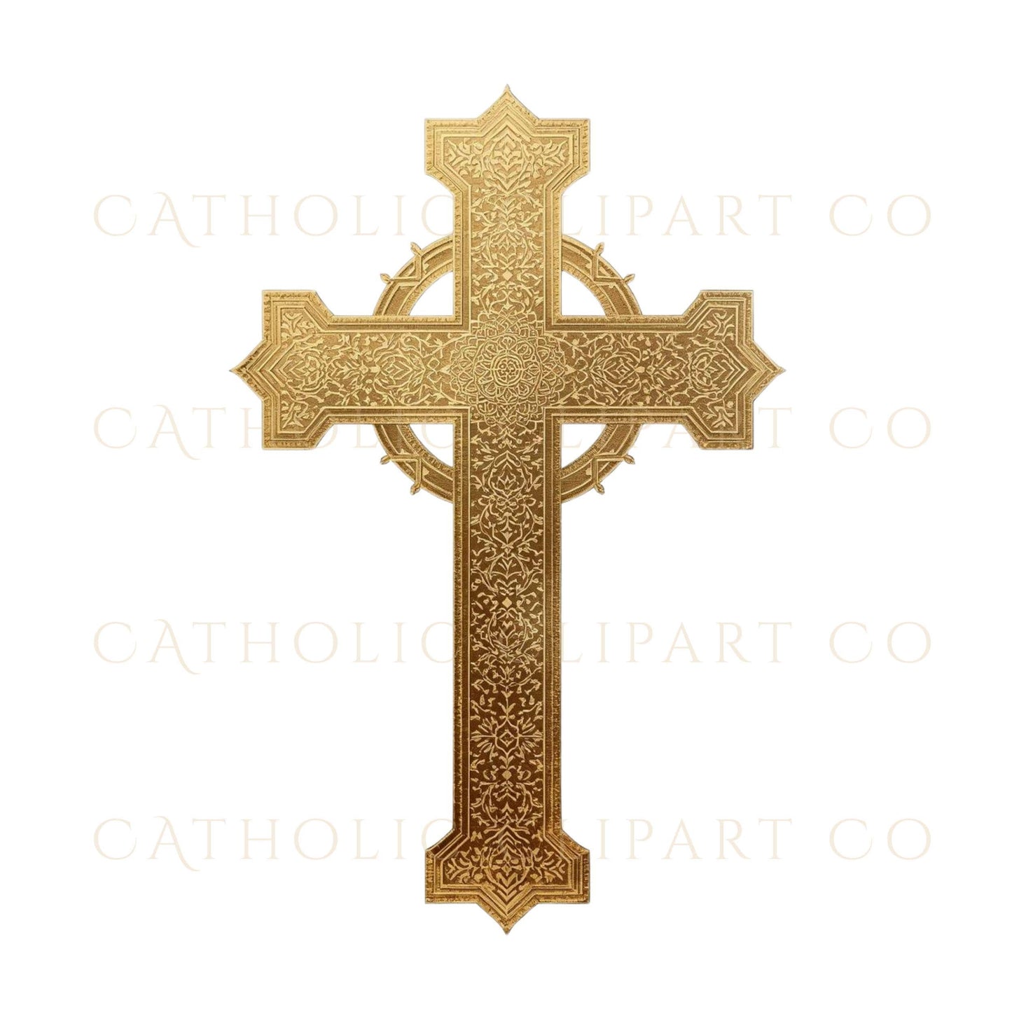Gold Latin cross PNG clipart for Catholic wedding stationery | Clipart PNG de cruz latina dorada para papelería de boda católica