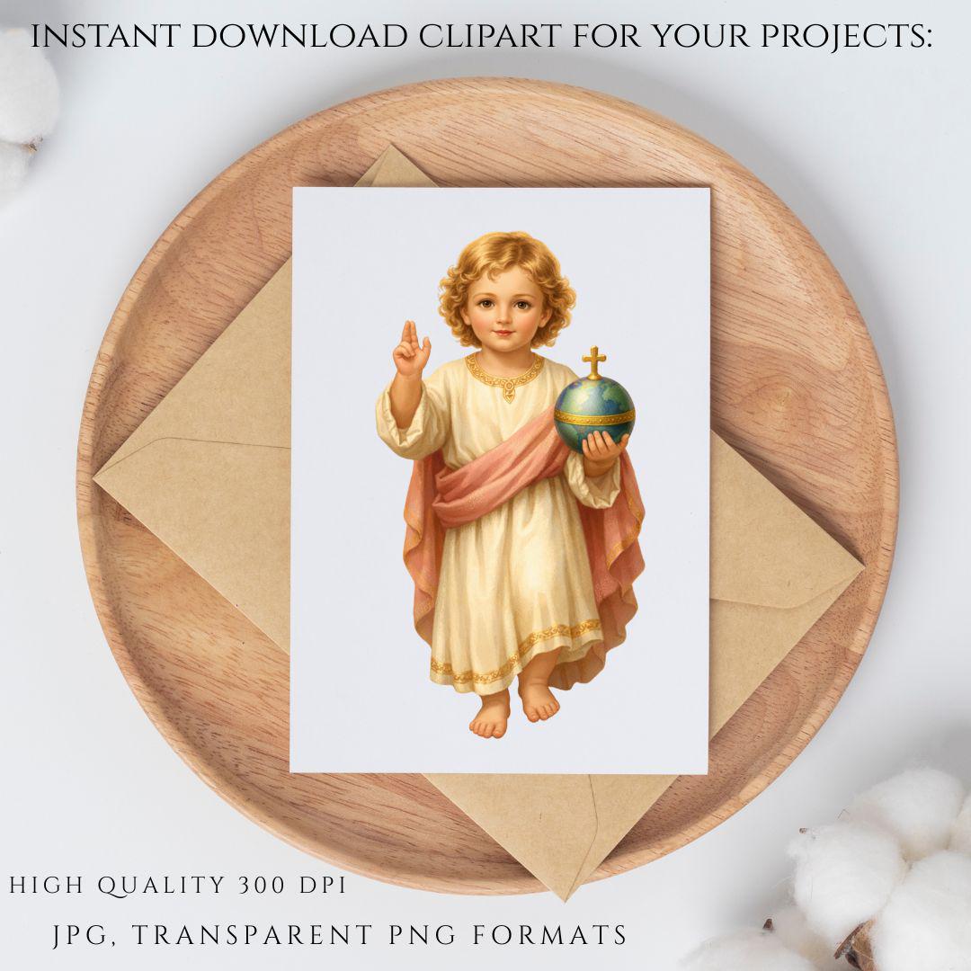 Infant Jesus digital clipart pack, Catholic PNG images for design and crafts / Pack digital clipart Niño Jesús, imágenes PNG católicas para diseños