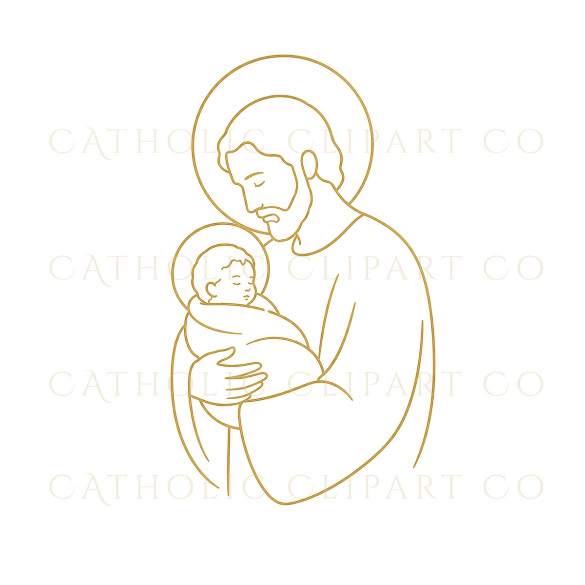 Catholic family logo style graphics with elegant Holy Family illustrations for designers | Gráficos estilo logotipo de familia católica con elegantes ilustraciones de la Sagrada Familia para diseñadores