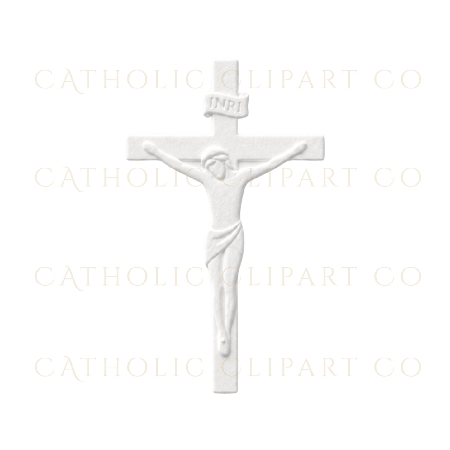 White Catholic crucifix and INRI banner clipart collection / Colección de clipart católico de crucifijo blanco y letrero INRI