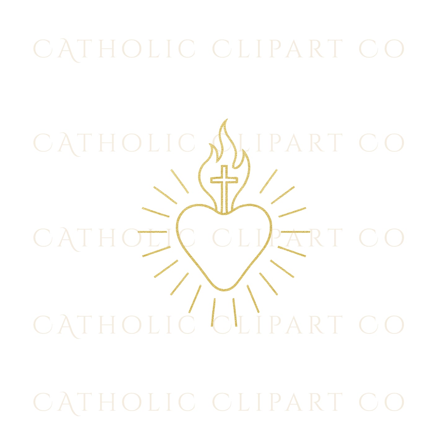 Gold Sacred Hearts Clipart Bundle, Sacred Heart of Jesus & Immaculate Heart of Mary, Catholic Gold Foil PNG JPG Set