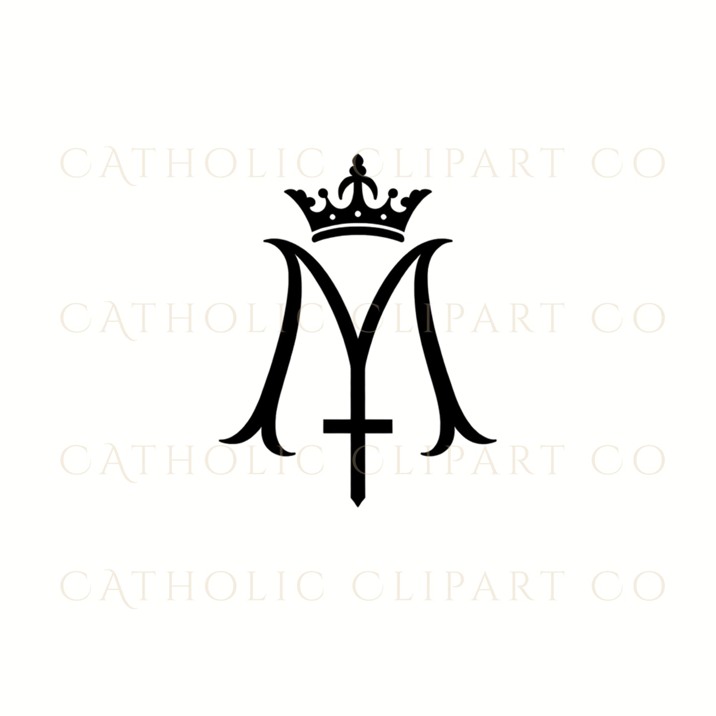 Auspice of Mary Clipart Bundle | Marian Monogram PNG | Catholic Marian Symbol Clipart |Gold & Black Auspice Maria Clipart | Catholic Wedding