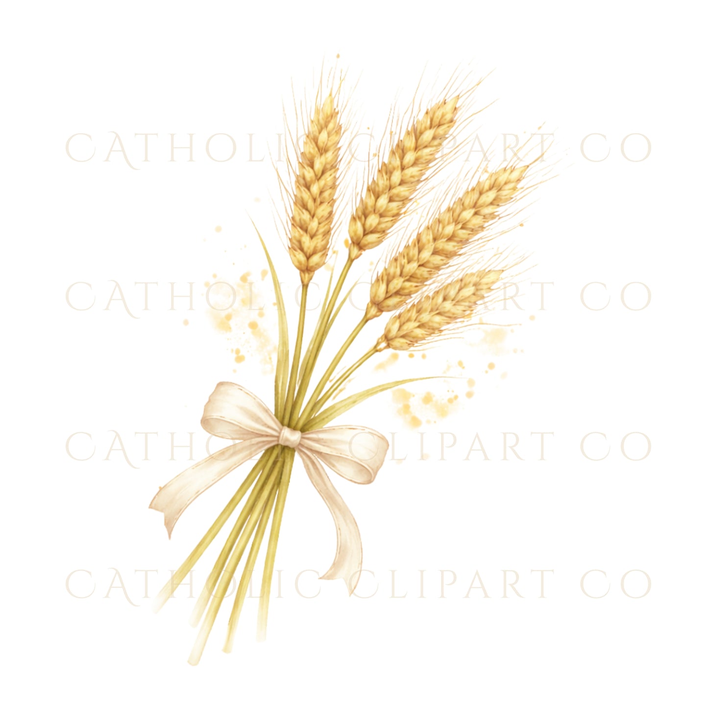 Catholic Watercolor Sacraments Clipart | Baptism First Communion Confirmation Wedding | Gold Religious PNG for Commercial Use