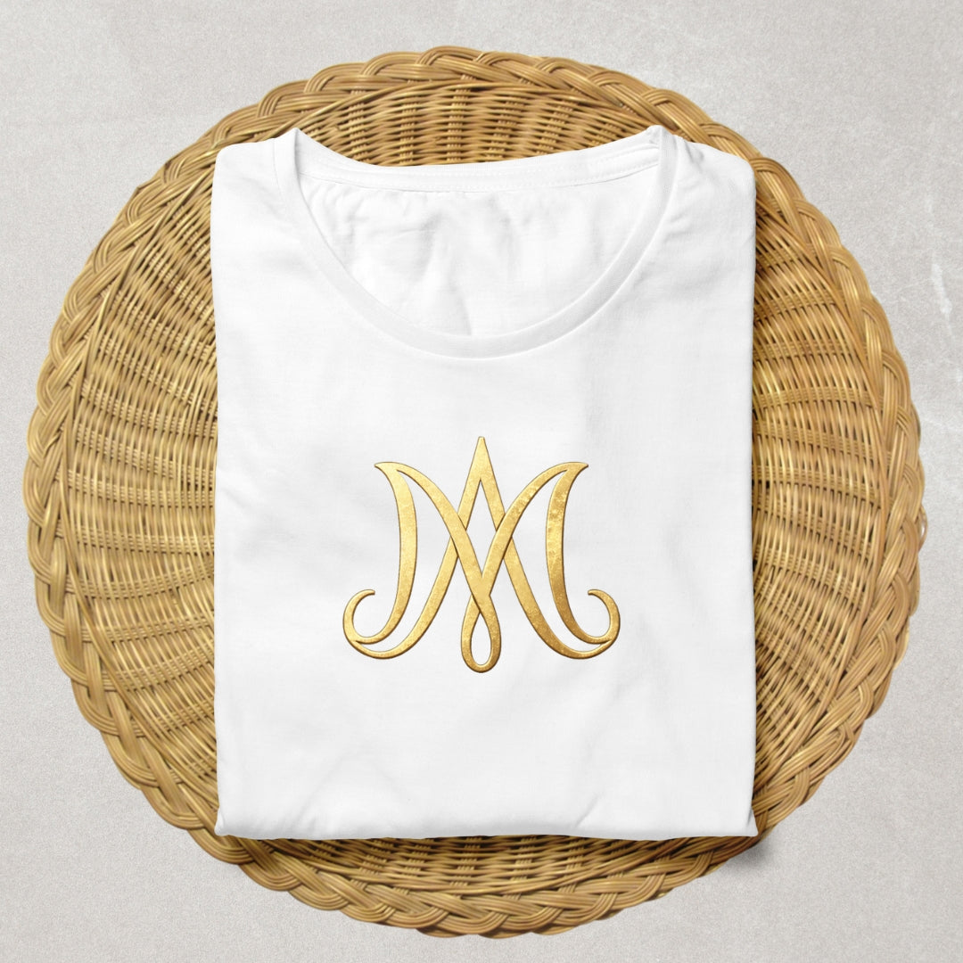 Marian Crest Clipart Set | Gold Marian M Monogram, Catholic Frame & Halo Symbols, Virgin Mary PNG