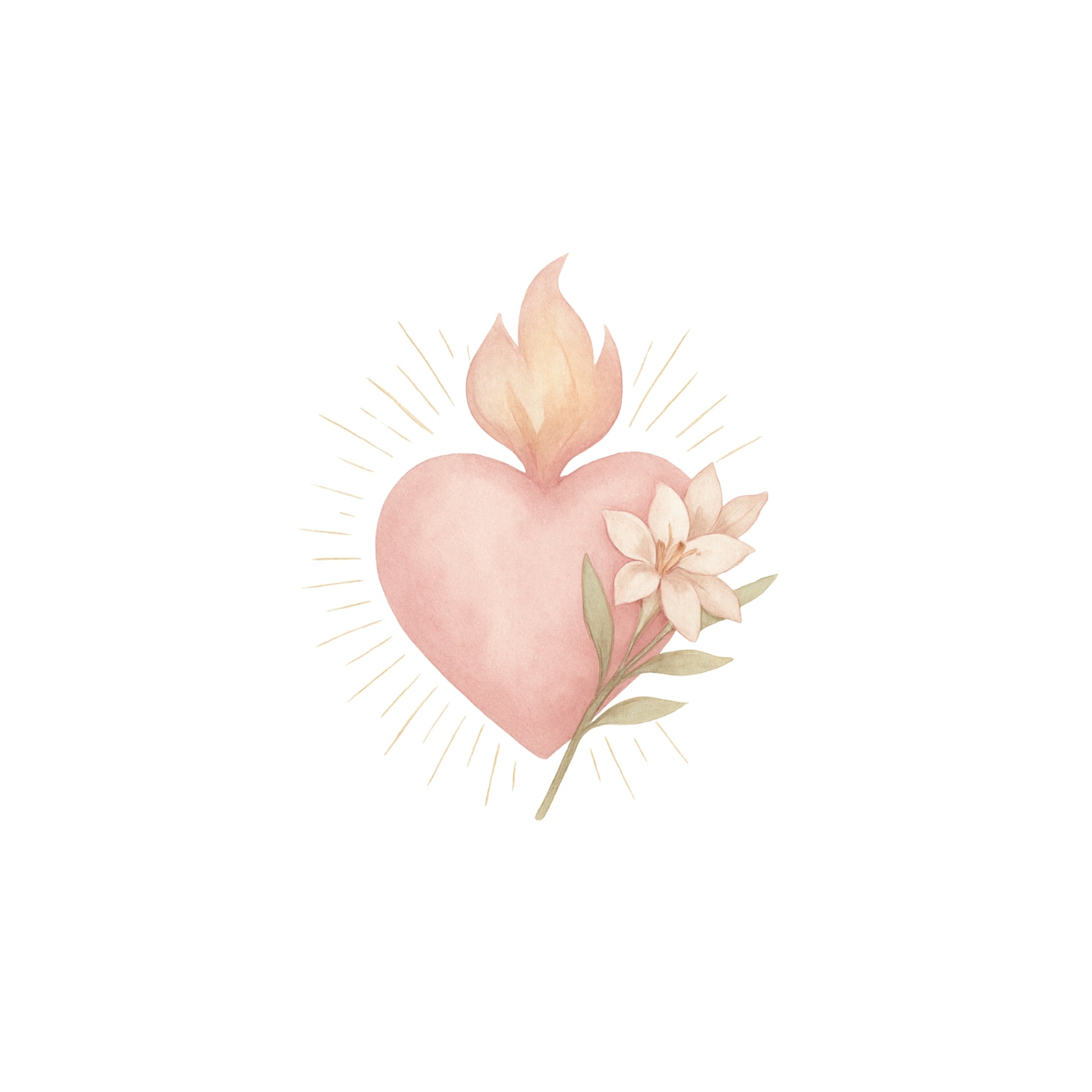 Golden Sacred Heart with Christian cross | Corazón Sagrado dorado con cruz cristiana