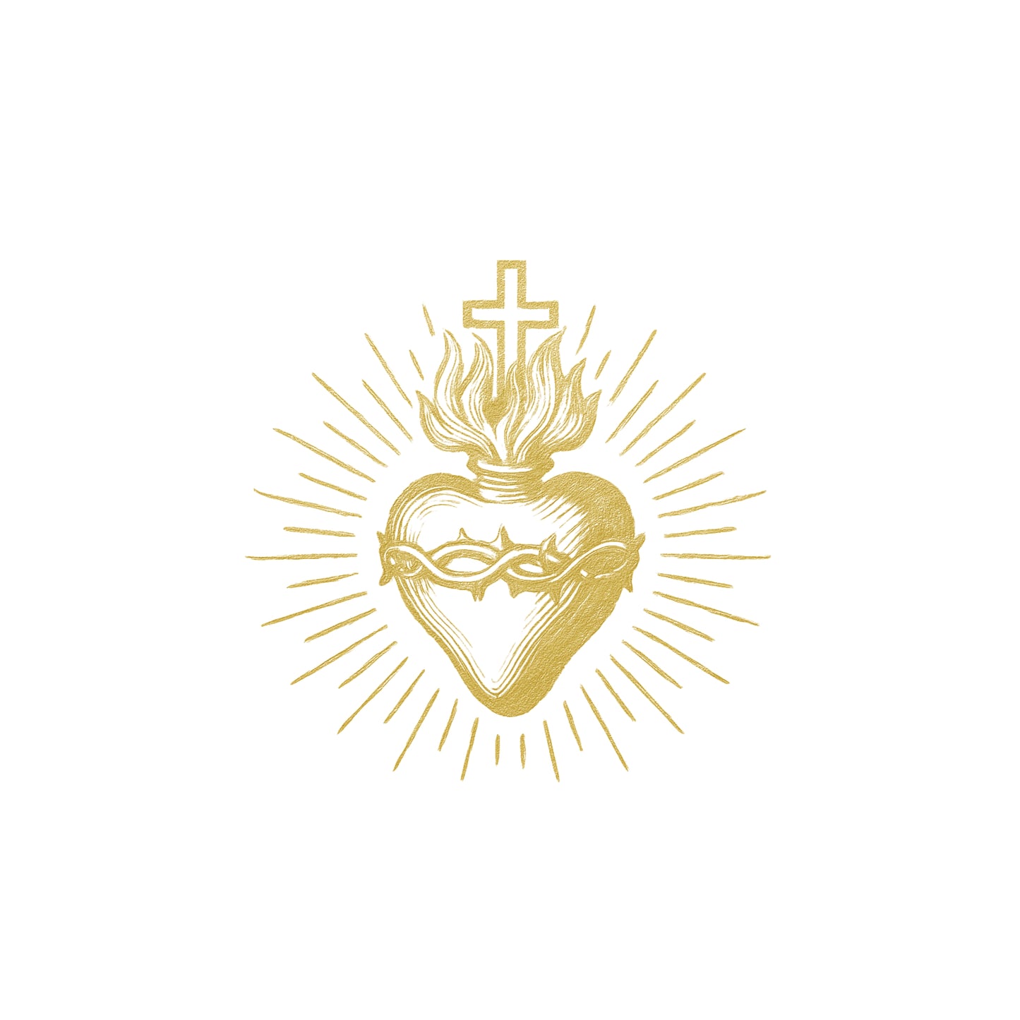Gold Sacred Hearts Clipart Bundle, Sacred Heart of Jesus & Immaculate Heart of Mary, Catholic Gold Foil PNG JPG Set
