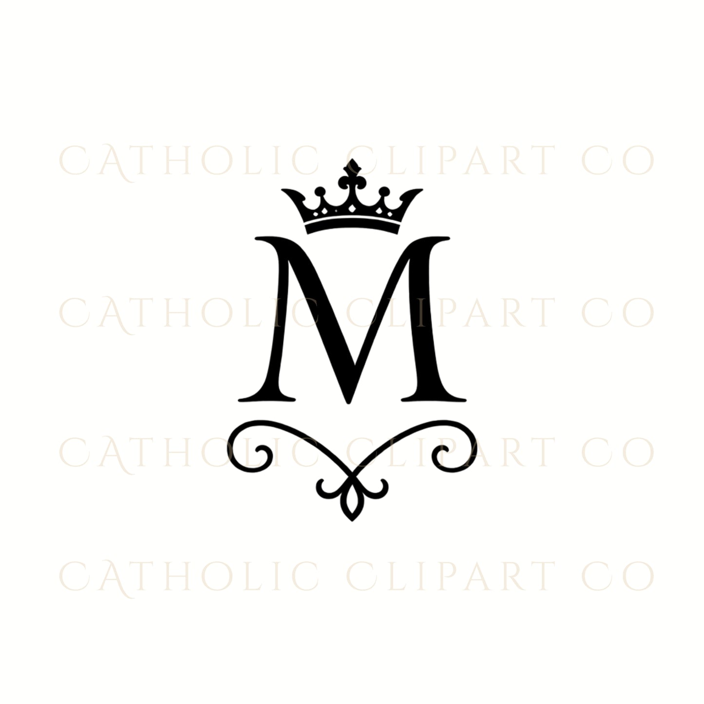 Auspice of Mary Clipart Bundle | Marian Monogram PNG | Catholic Marian Symbol Clipart |Gold & Black Auspice Maria Clipart | Catholic Wedding