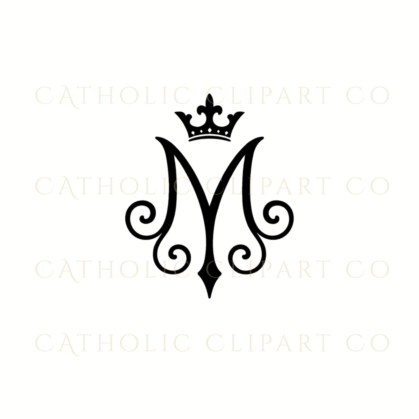 Auspice of Mary Clipart Bundle | Marian Monogram PNG | Catholic Marian Symbol Clipart |Gold & Black Auspice Maria Clipart | Catholic Wedding