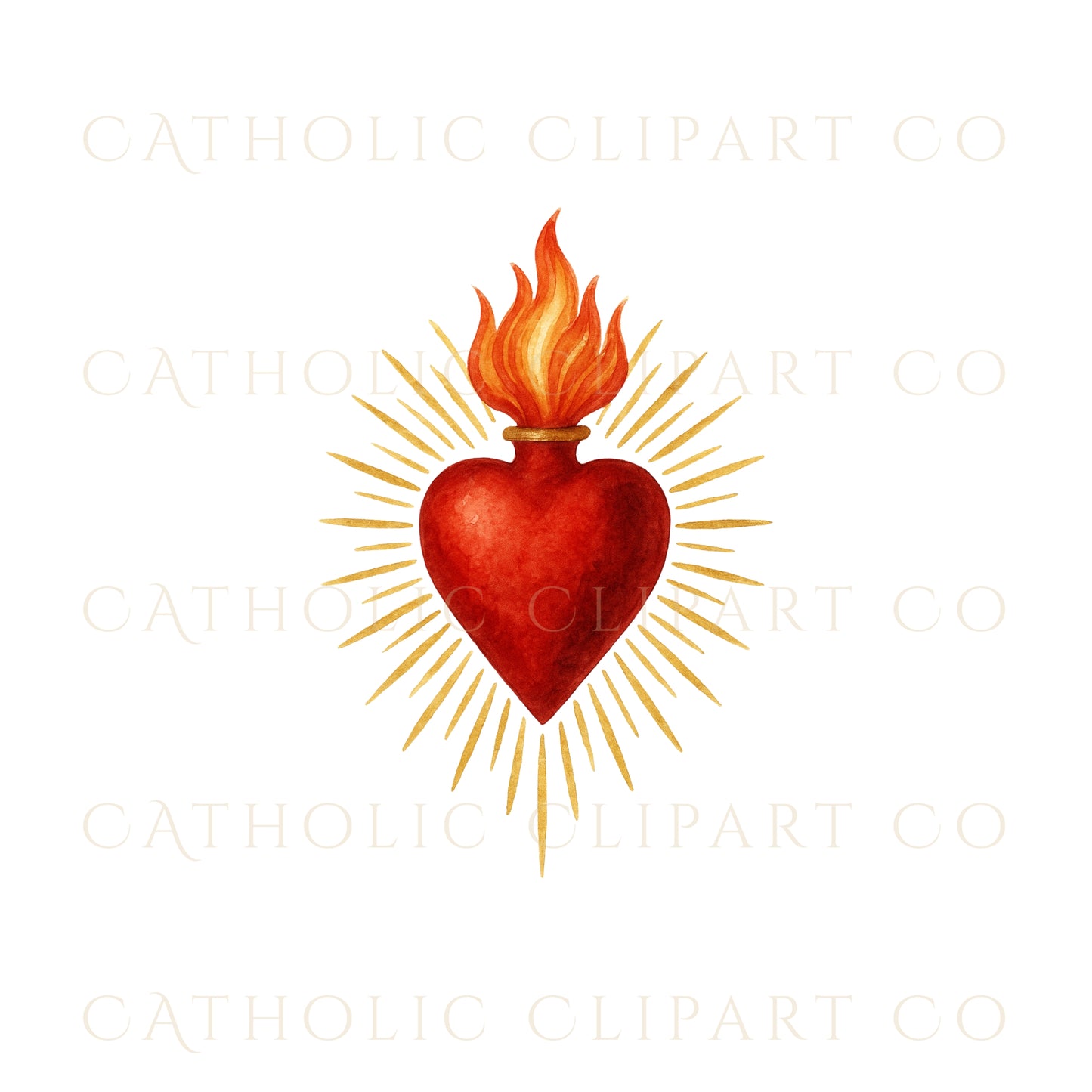 Sacred Heart Clipart Bundle | Catholic Sacred Hearts PNG JPG | Christian Watercolor Clip Art Set | Commercial Use Religious Clipart