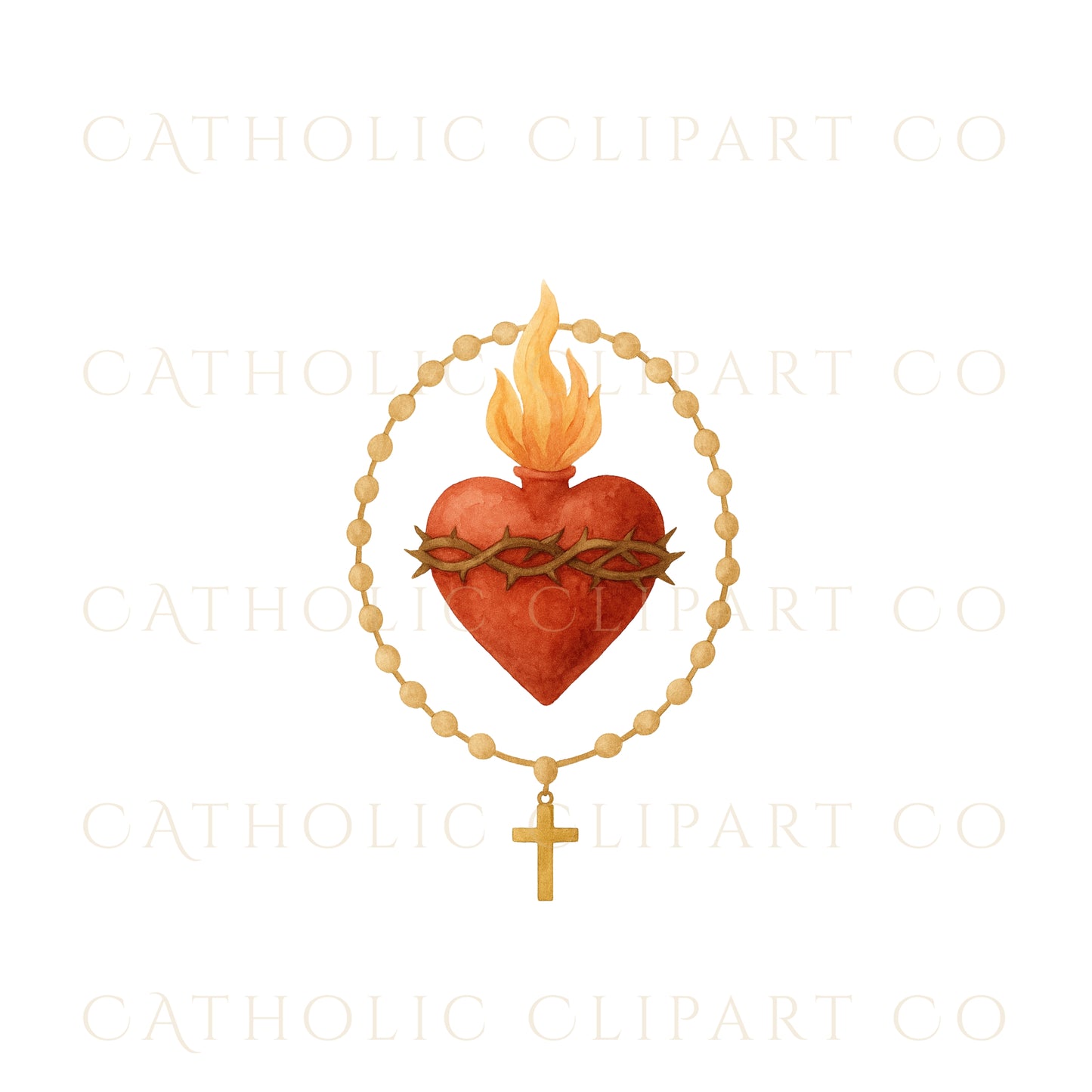 Sacred Heart Clipart Bundle | Catholic Sacred Hearts PNG JPG | Christian Watercolor Clip Art Set | Commercial Use Religious Clipart