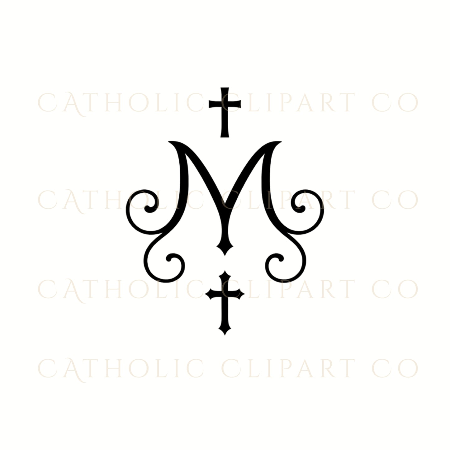 Auspice of Mary Clipart Bundle | Marian Monogram PNG | Catholic Marian Symbol Clipart |Gold & Black Auspice Maria Clipart | Catholic Wedding
