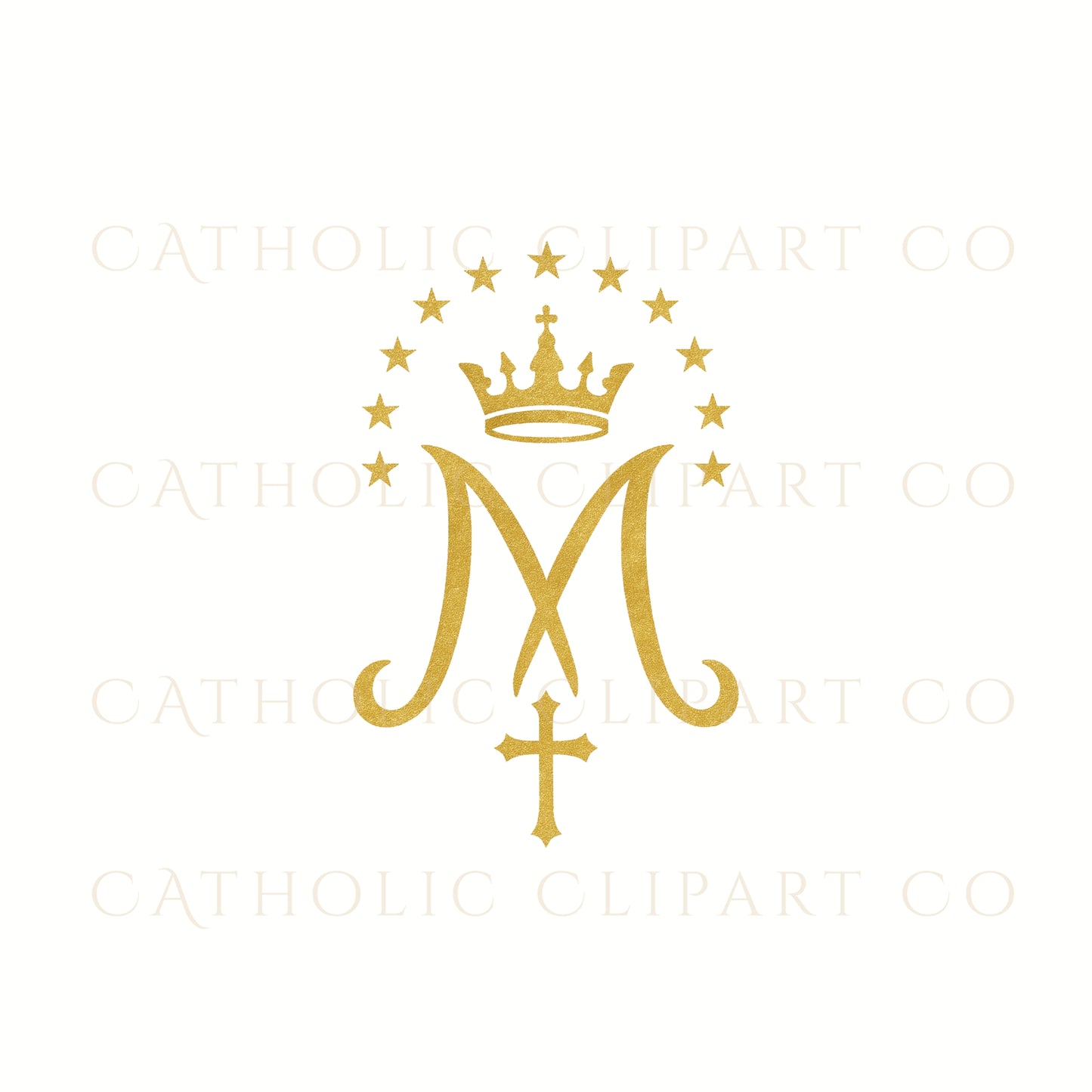 Auspice of Mary Clipart Bundle | Marian Monogram PNG | Catholic Marian Symbol Clipart |Gold & Black Auspice Maria Clipart | Catholic Wedding