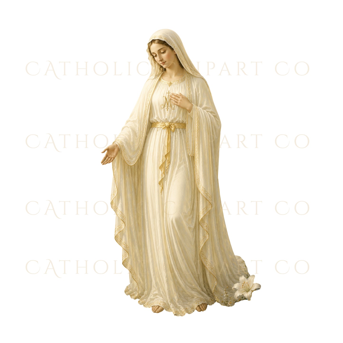 Catholic clipart set of Our Lady of Champion with transparent PNG and JPG files for devotional design projects