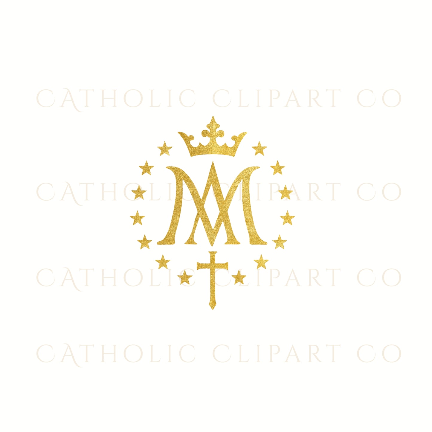 Auspice of Mary Clipart Bundle | Marian Monogram PNG | Catholic Marian Symbol Clipart |Gold & Black Auspice Maria Clipart | Catholic Wedding
