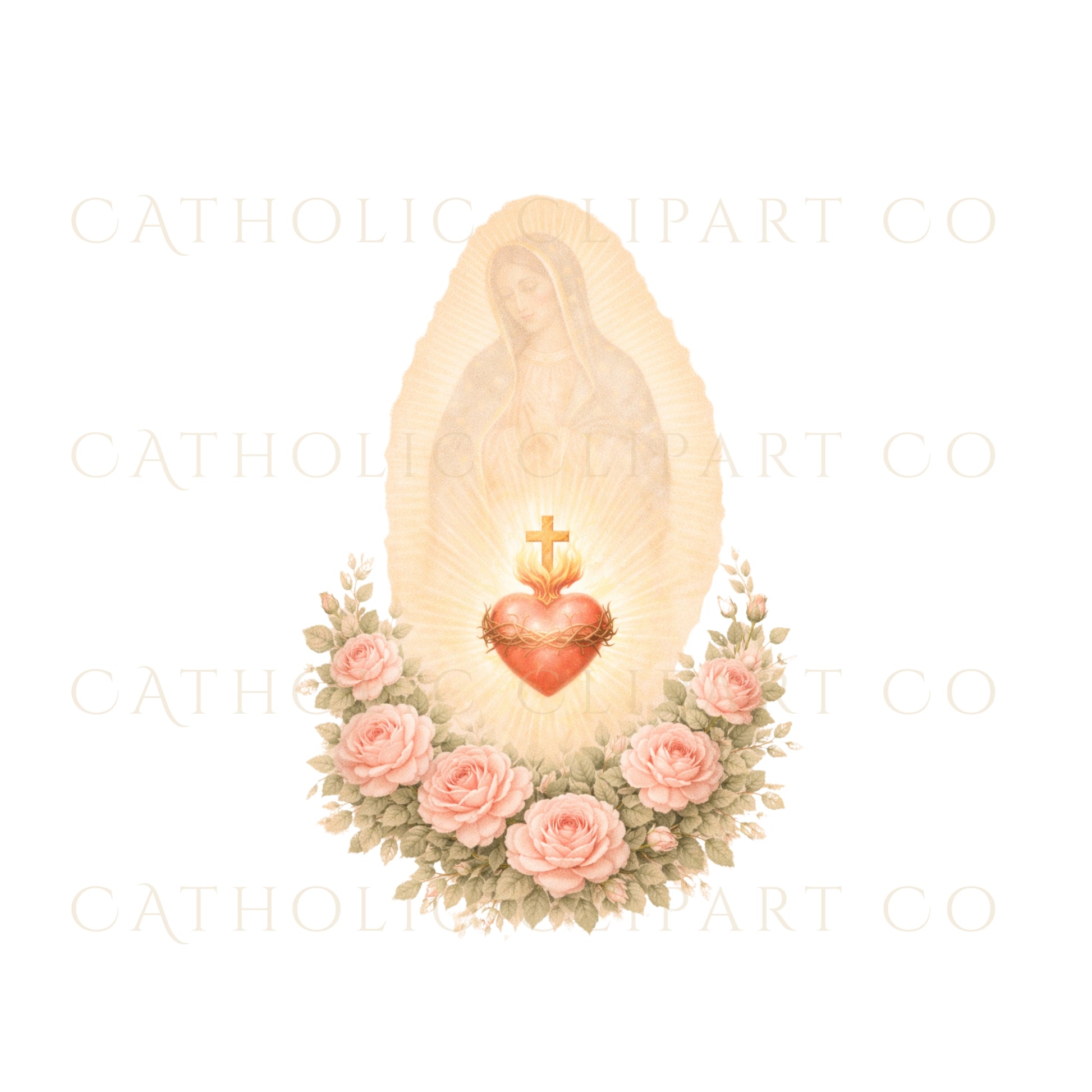 Marian devotional clipart with roses – Clipart mariano devocional con rosas