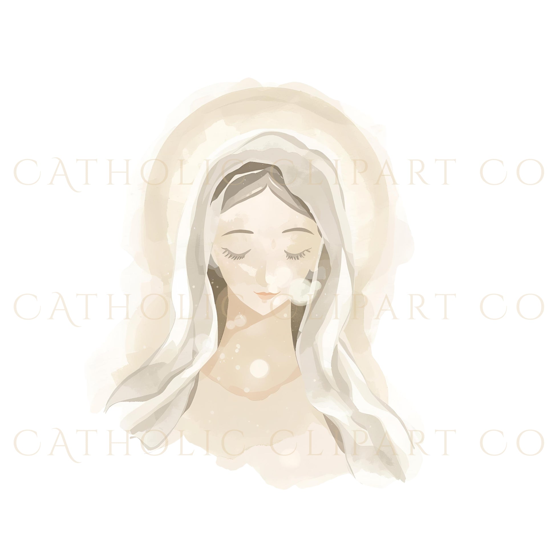 Gentle watercolor Mother Mary clipart PNG for Catholic creators making invitations, church materials, devotional prints, and religious crafts. / Clipart PNG de la Madre María en acuarela suave para creadores católicos que hacen invitaciones, materiales de iglesia, impresiones devocionales y manualidades religiosas.