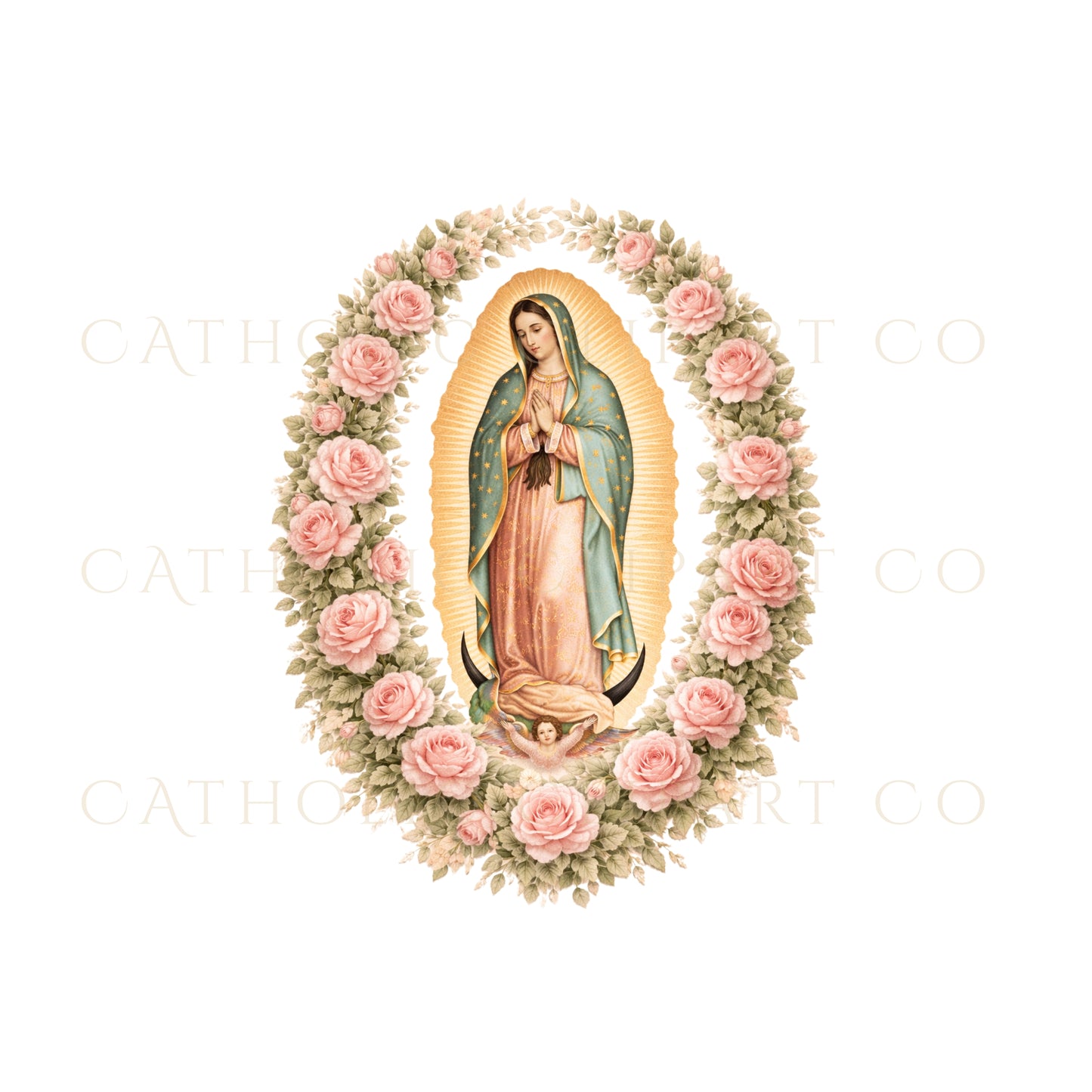 Guadalupe Clipart Pink Roses, Our Lady of Guadalupe Catholic Floral PNG, Virgin Mary Religious Wedding Baptism Art, 4 Images