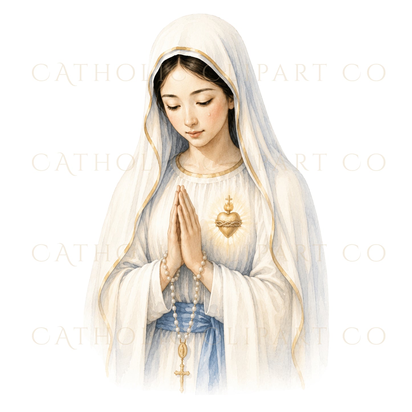 Our Lady of Akita Clipart PNG Bundle, Catholic Marian Apparition Clipart, Japanese Catholic Watercolor PNG, Commercial Use