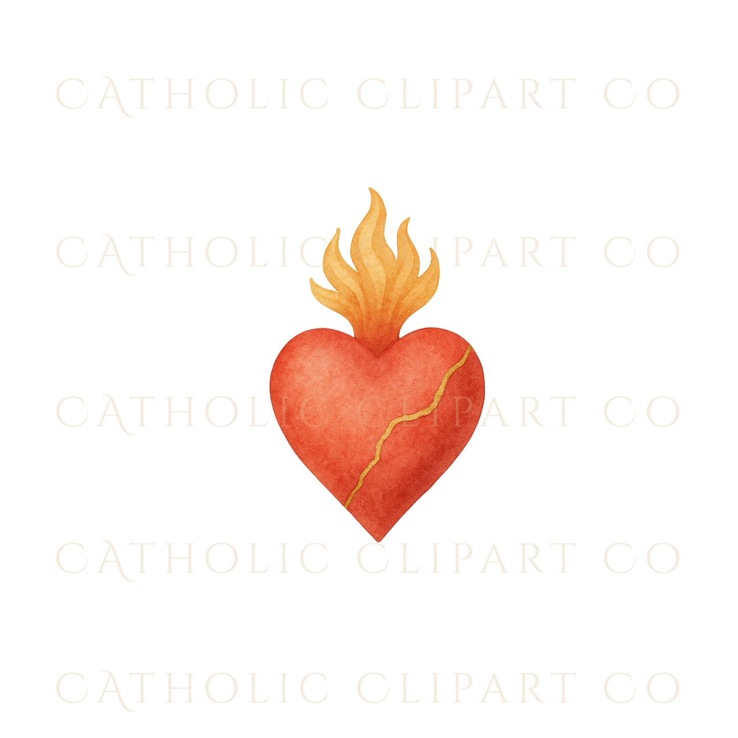 Sacred Heart Clipart Bundle | Catholic Sacred Hearts PNG JPG | Christian Watercolor Clip Art Set | Commercial Use Religious Clipart