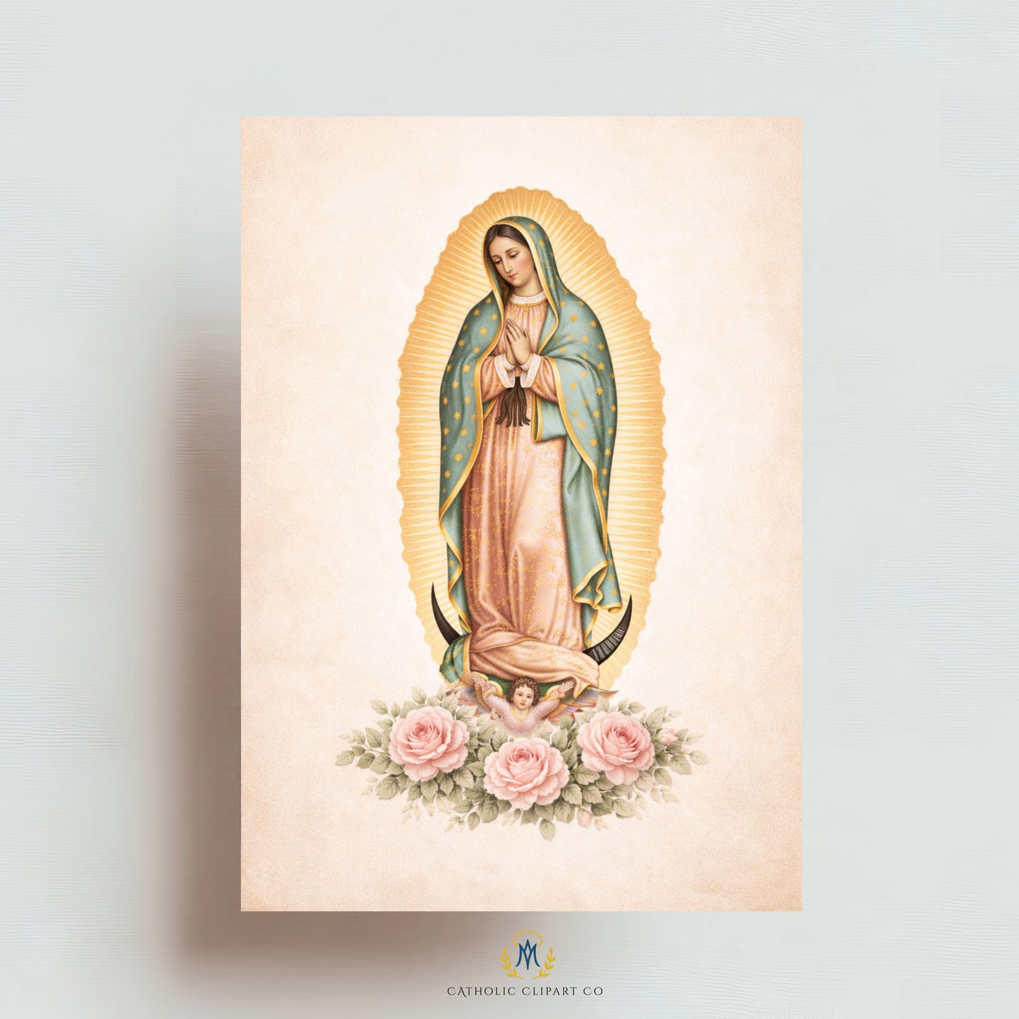 Guadalupe Clipart Pink Roses, Our Lady of Guadalupe Catholic Floral PNG, Virgin Mary Religious Wedding Baptism Art, 4 Images