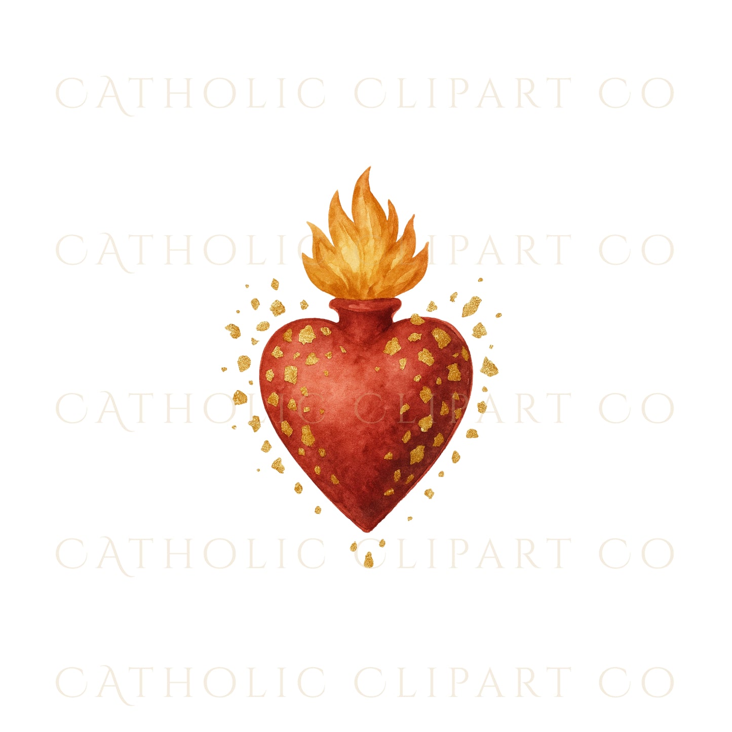 Sacred Heart Clipart Bundle | Catholic Sacred Hearts PNG JPG | Christian Watercolor Clip Art Set | Commercial Use Religious Clipart