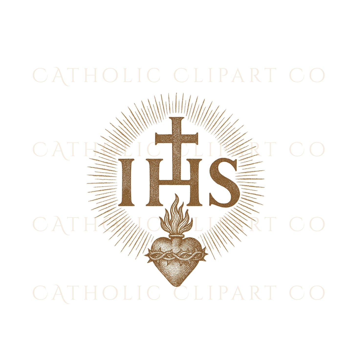 Sacred Heart Catholic Symbol Suite | IHS, Eucharist, Cross & Marian Emblems PNG | Catholic Wedding and Sacramental Designs