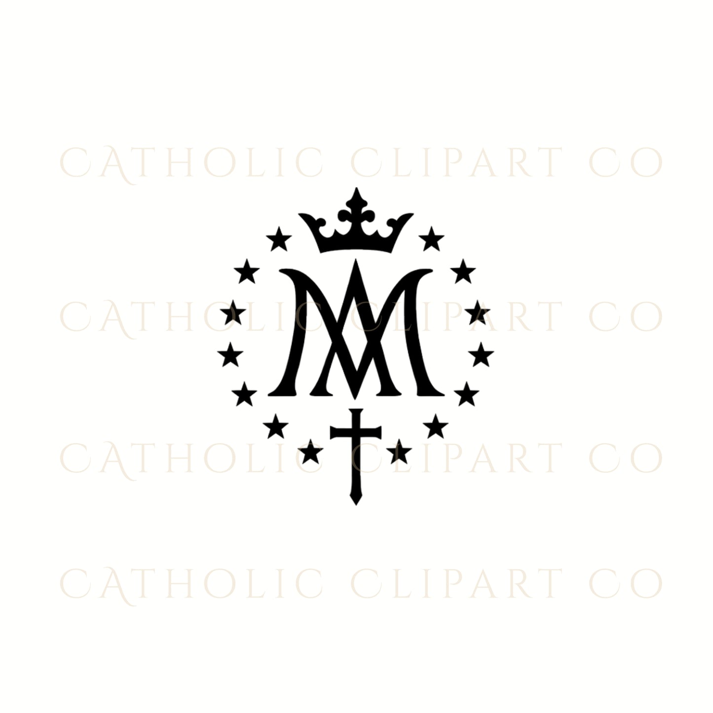 Auspice of Mary Clipart Bundle | Marian Monogram PNG | Catholic Marian Symbol Clipart |Gold & Black Auspice Maria Clipart | Catholic Wedding