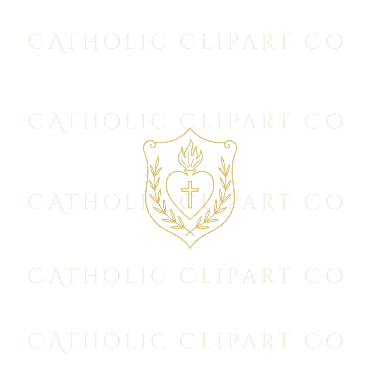 Gold Sacred Hearts Clipart Bundle, Sacred Heart of Jesus & Immaculate Heart of Mary, Catholic Gold Foil PNG JPG Set