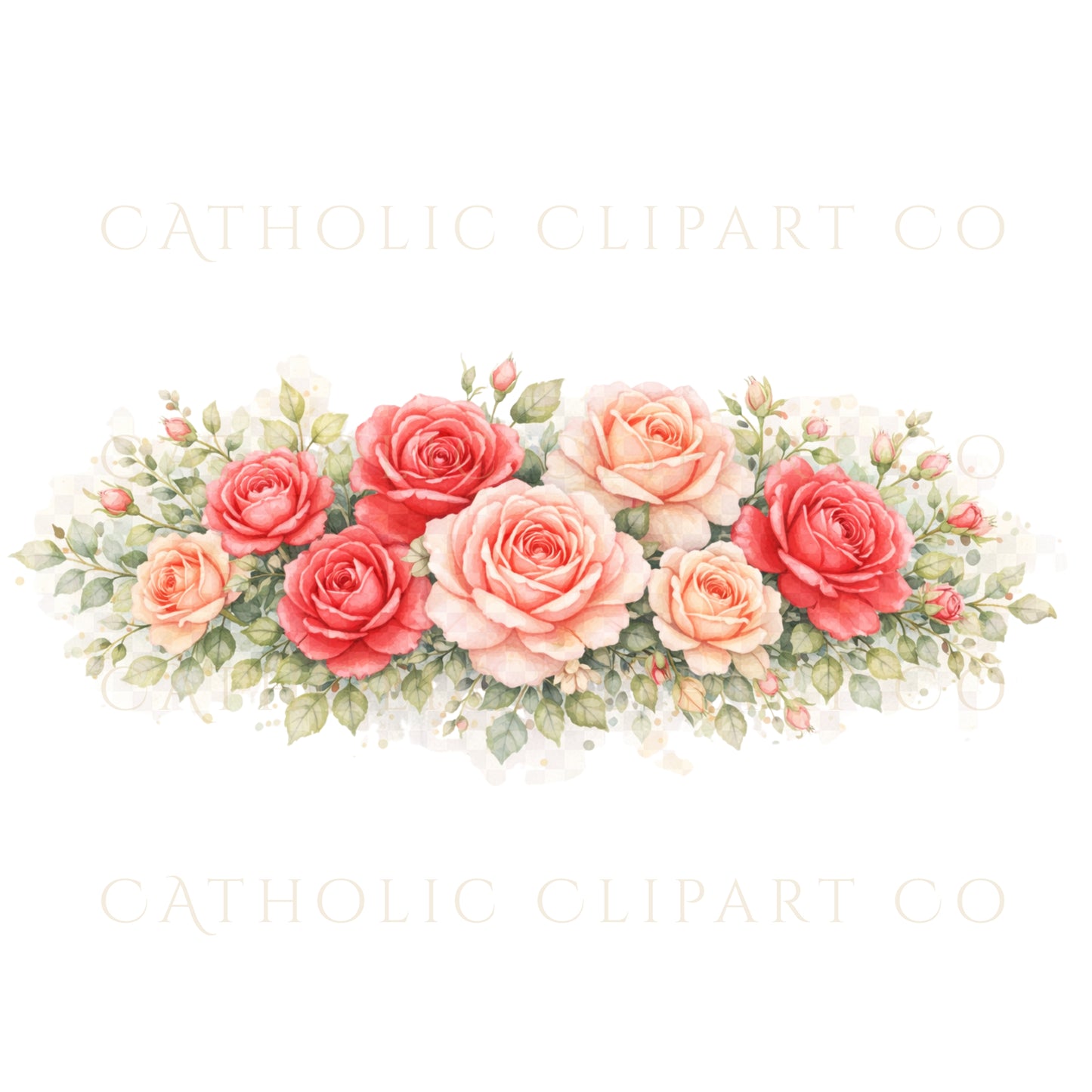 Sacred Heart of Jesus Clipart PNG | Floral Catholic Sacred Heart Watercolor | Christian Devotional Art, Roses, Prayer Card Design