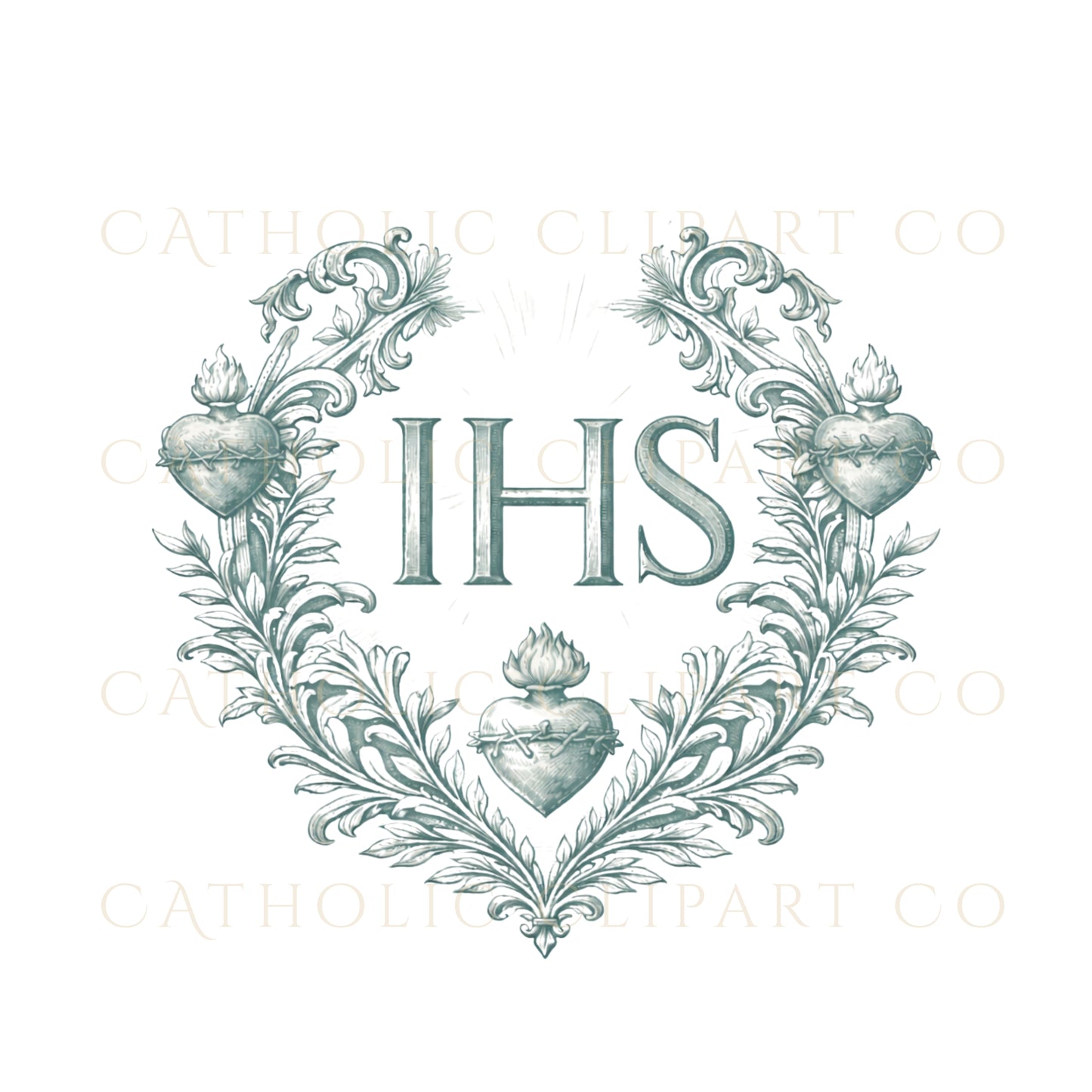 Catholic Clipart Bundle PNG | Sacred Heart IHS Virgin Mary St Joseph Catholic Symbols | Church Crest Graphics for Wedding Invitations