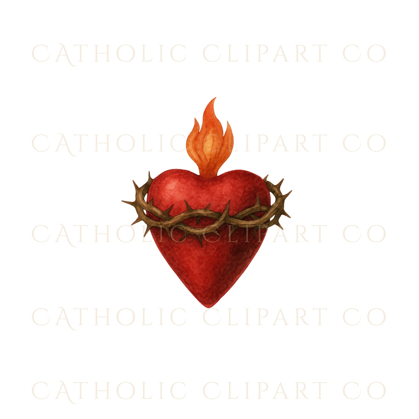Sacred Heart Clipart Bundle | Catholic Sacred Hearts PNG JPG | Christian Watercolor Clip Art Set | Commercial Use Religious Clipart