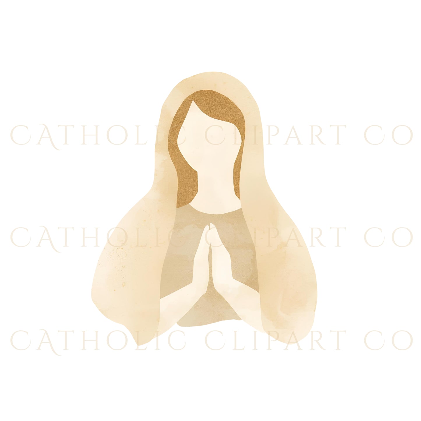 Watercolor Virgin Mary Clipart | Gentle Catholic Mother Mary PNG | Watercolor Marian Art for Christian Crafts & Baptism Invitations