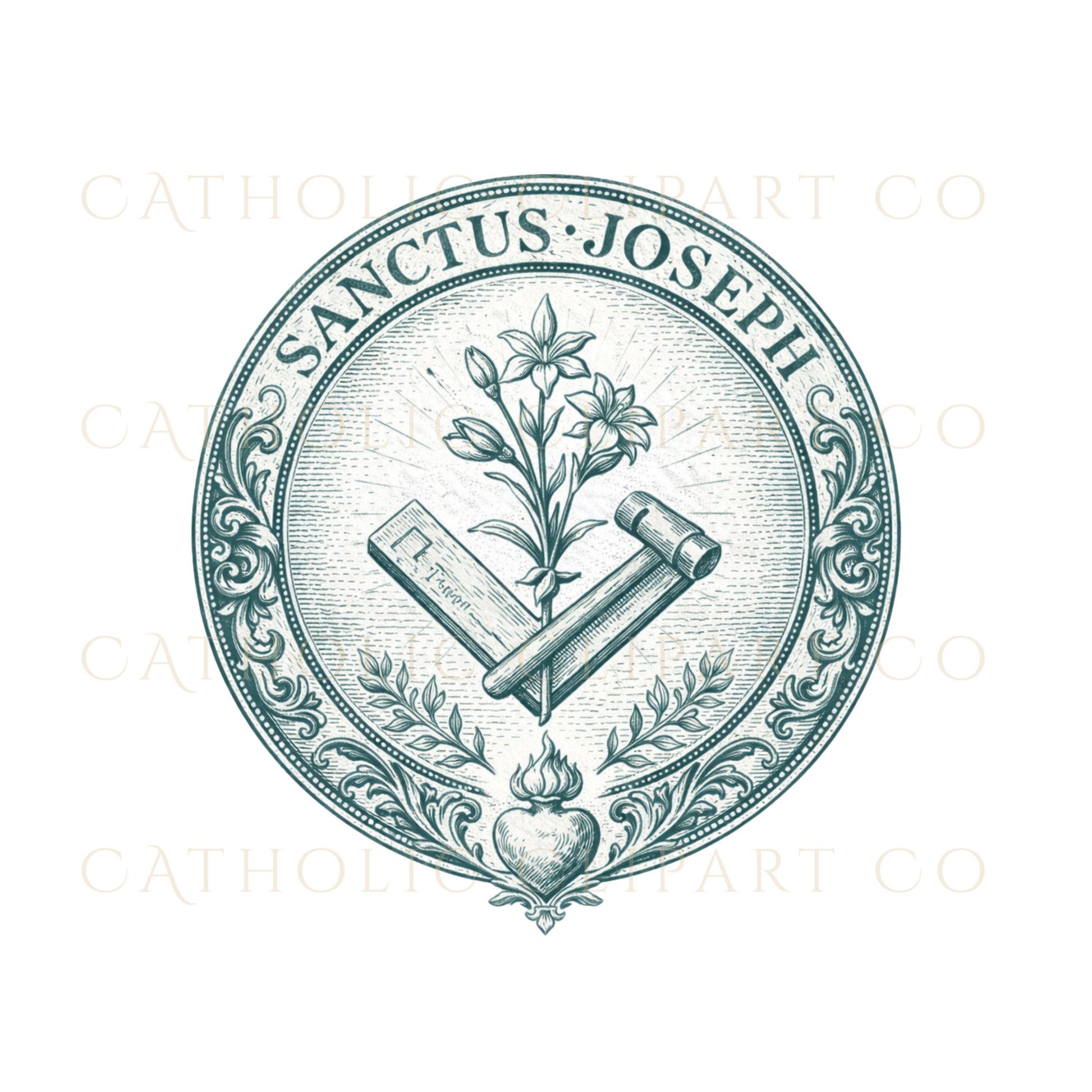 St Joseph Catholic emblem PNG transparent background for church branding | Emblema católico de San José PNG fondo transparente para iglesia
