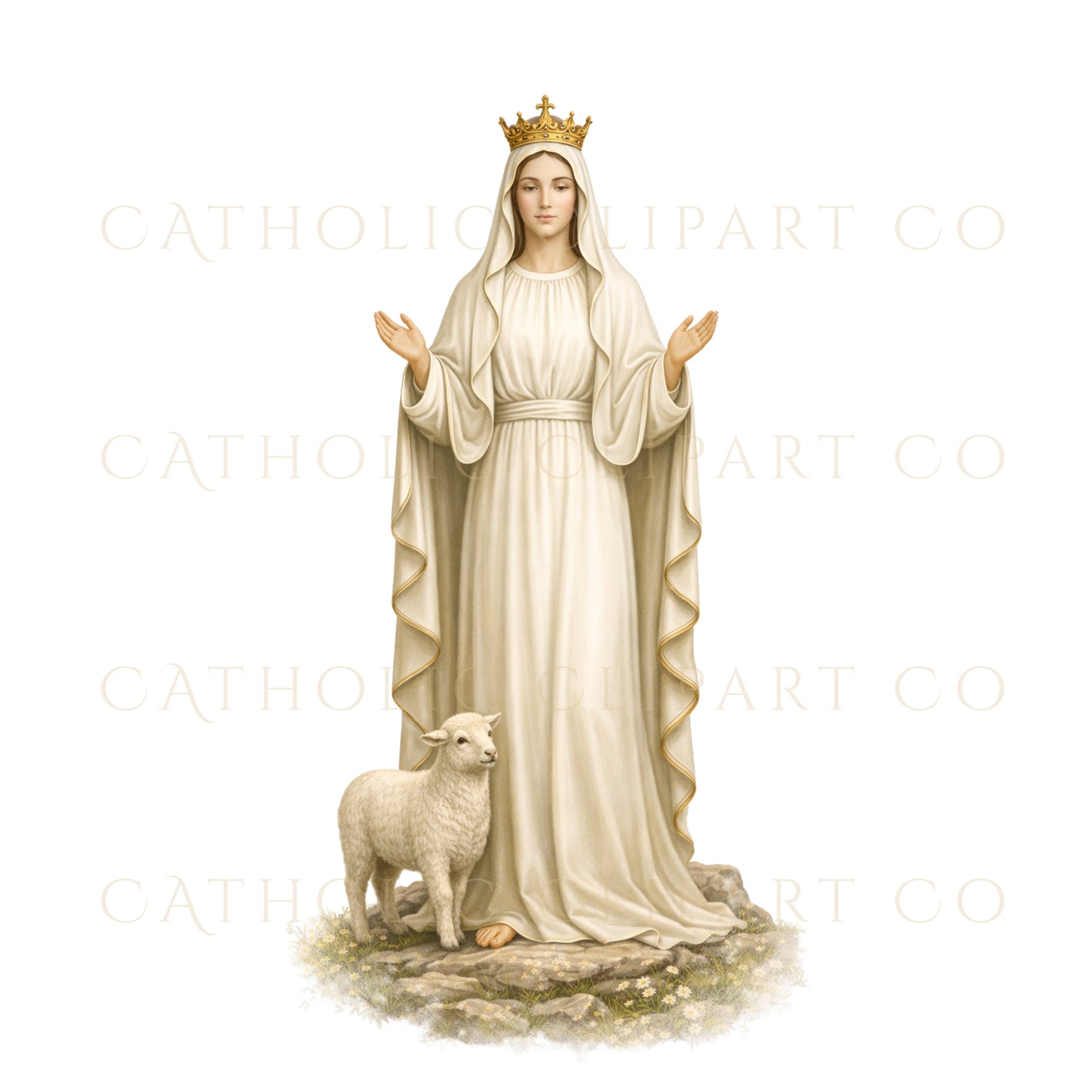Marian Apparitions Clipart PNG | Our Lady of Guadalupe, Fatima, Lourdes | Catholic Virgin Mary Bundle, Immaculate Heart, Religious Clipart