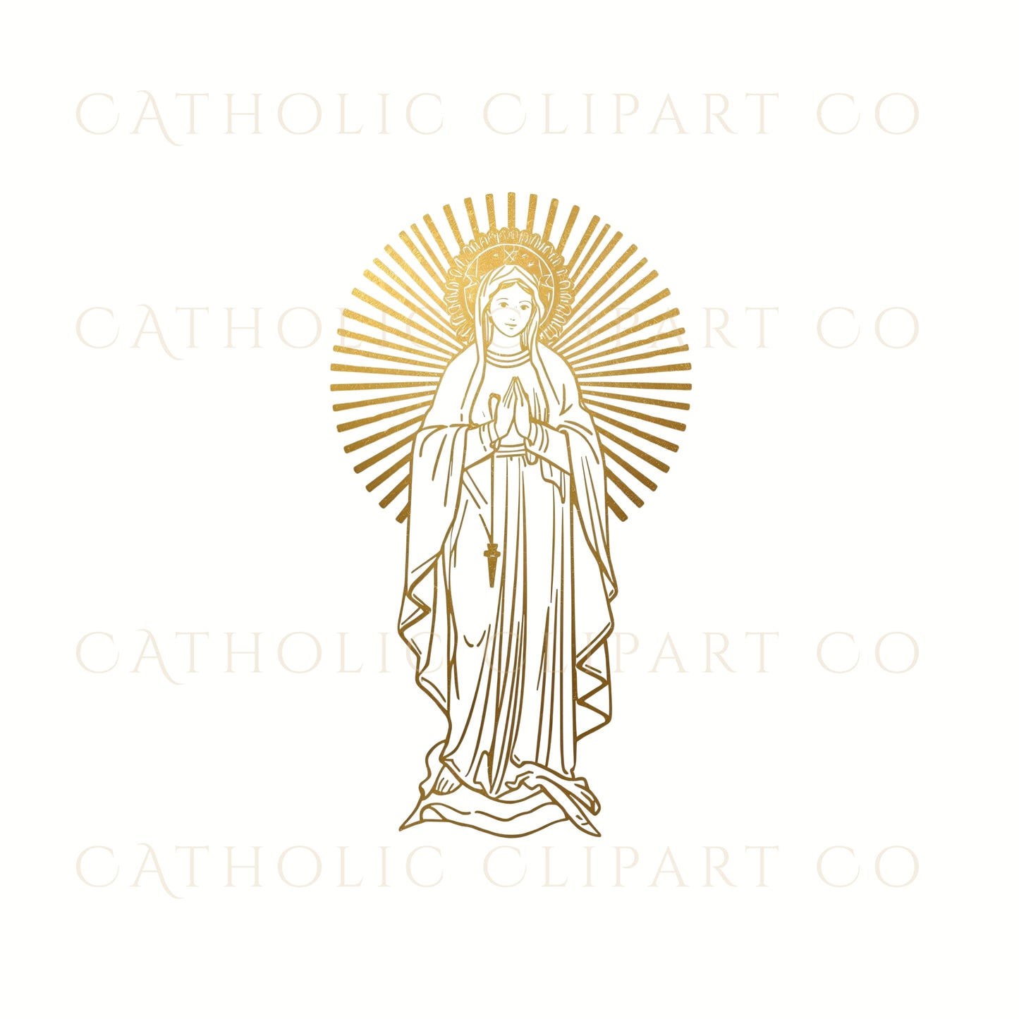 Virgin Mary Clipart PNG Bundle, Gold Catholic Mary Clipart, Our Lady Marian Images, Religious Christian Graphics