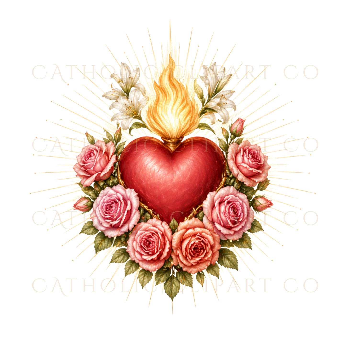 Immaculate Heart of Jesus Mary Joseph PNG, Sacred Heart Catholic Set, Holy Family Devotional Images, Christian Religious Clipart