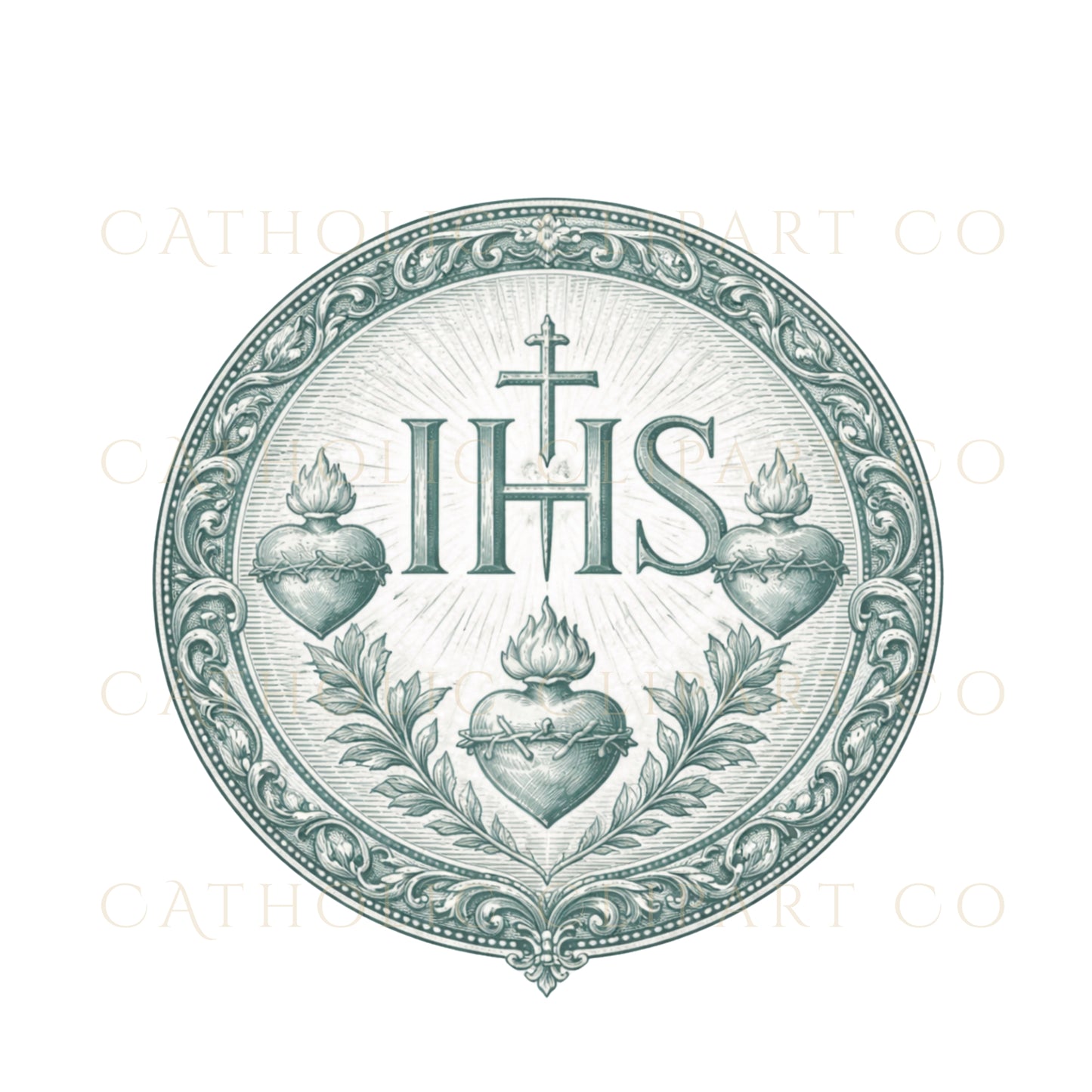 Catholic Clipart Bundle PNG | Sacred Heart IHS Virgin Mary St Joseph Catholic Symbols | Church Crest Graphics for Wedding Invitations