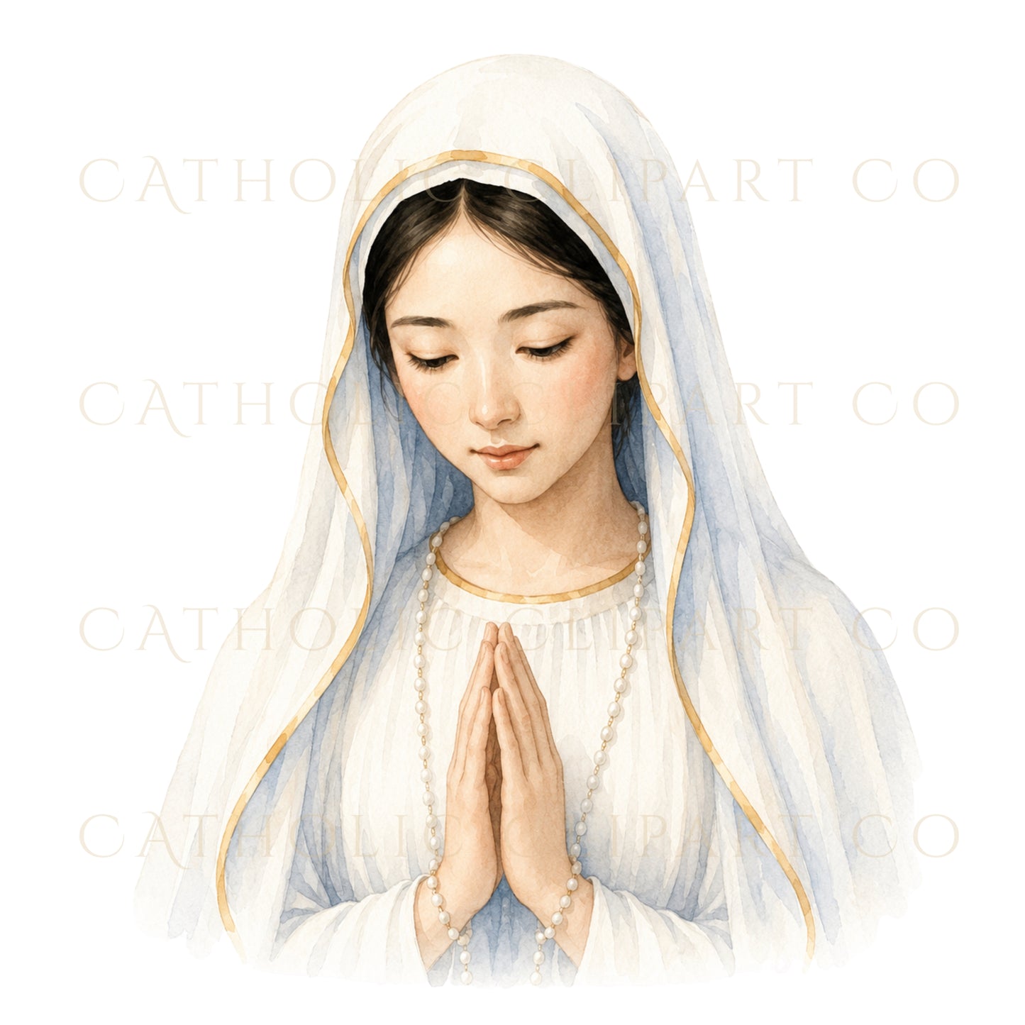 Our Lady of Akita Clipart PNG Bundle, Catholic Marian Apparition Clipart, Japanese Catholic Watercolor PNG, Commercial Use