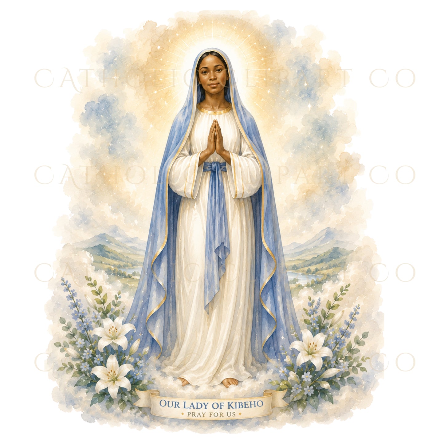 Our Lady of Kibeho Clipart PNG Bundle, Catholic Marian Apparition Watercolor Clipart, Virgin Mary PNG, Rwanda Catholic Clipart