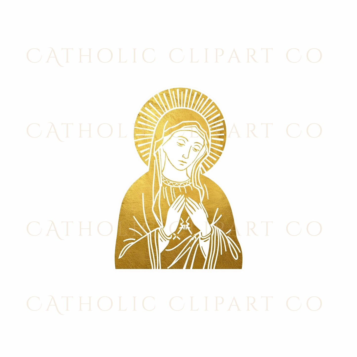 Virgin Mary Clipart PNG Bundle, Gold Catholic Mary Clipart, Our Lady Marian Images, Religious Christian Graphics
