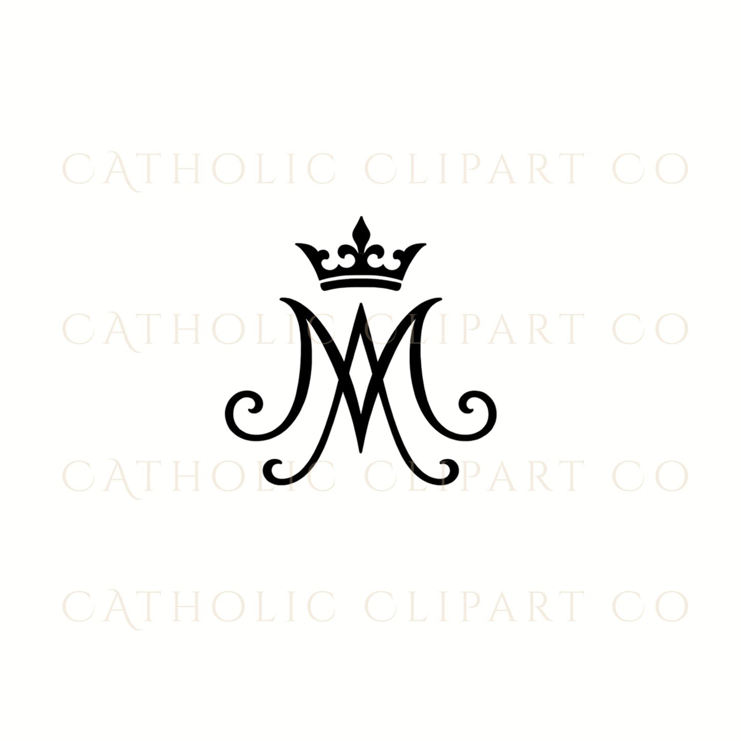 Auspice of Mary Clipart Bundle | Marian Monogram PNG | Catholic Marian Symbol Clipart |Gold & Black Auspice Maria Clipart | Catholic Wedding