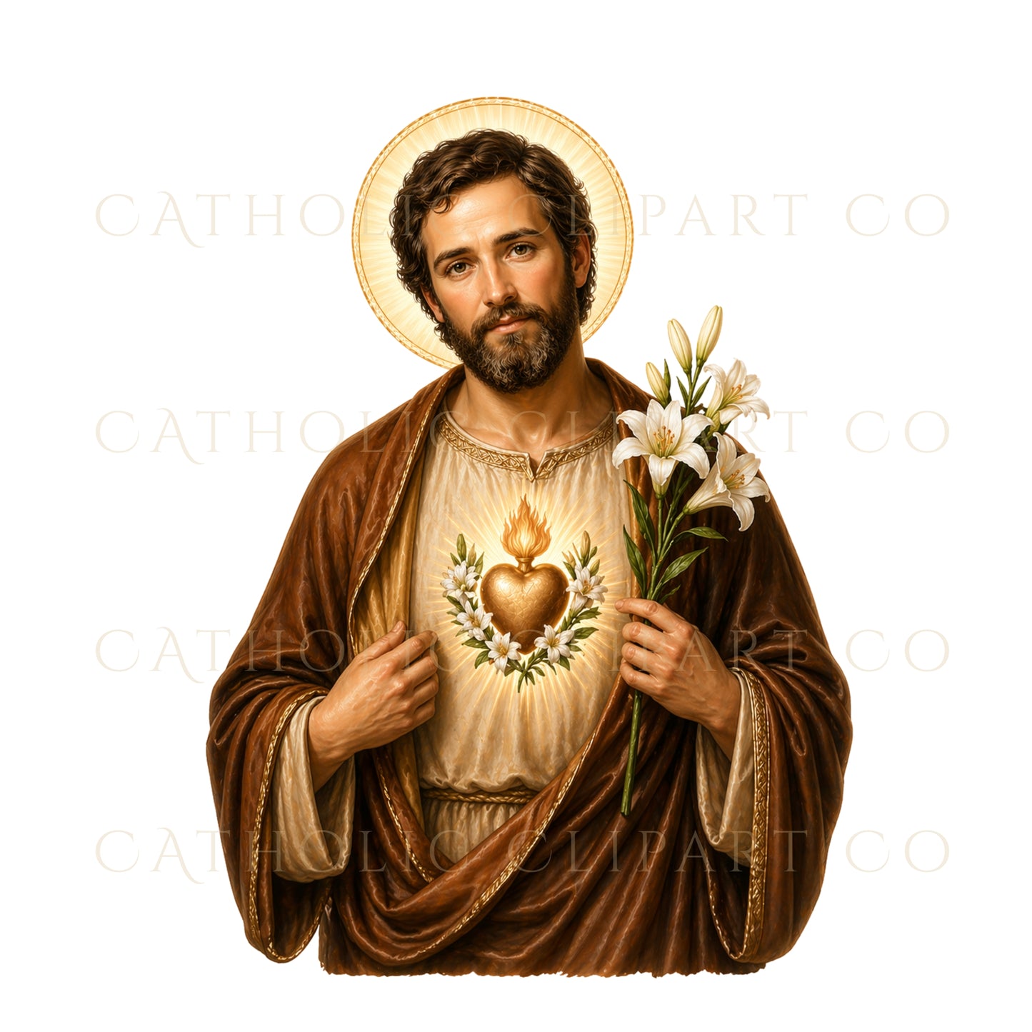 Immaculate Heart of Jesus Mary Joseph PNG, Sacred Heart Catholic Set, Holy Family Devotional Images, Christian Religious Clipart