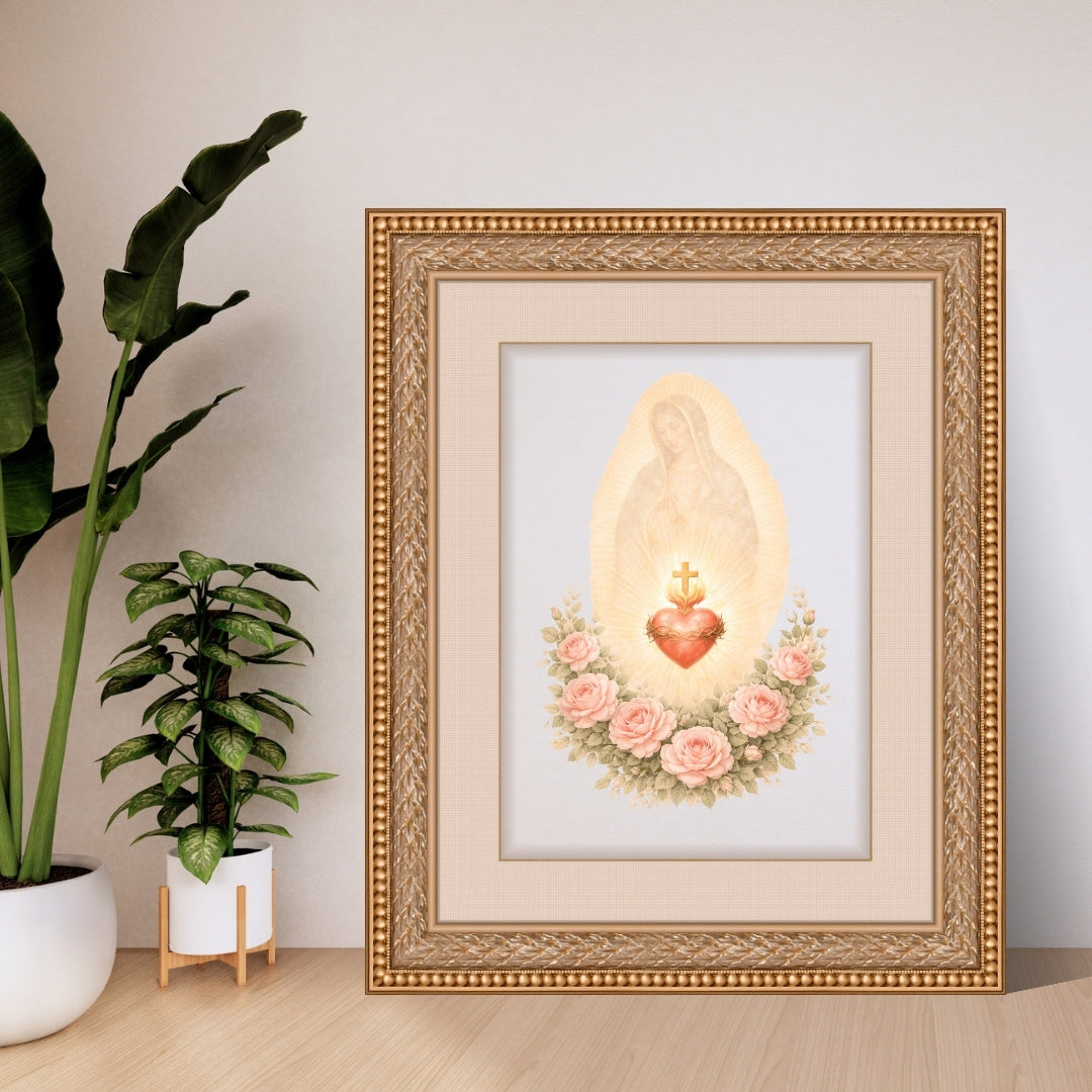 Sacred Heart and Our Lady of Guadalupe religious art – Arte religioso del Sagrado Corazón y la Virgen de Guadalupe