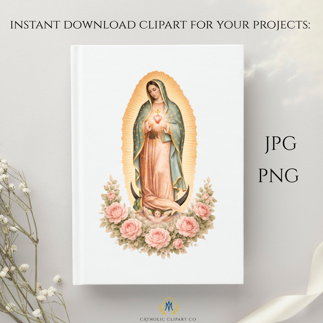 Guadalupe Sacred Heart PNG for prayer journals – PNG del Sagrado Corazón de Guadalupe para diarios de oración