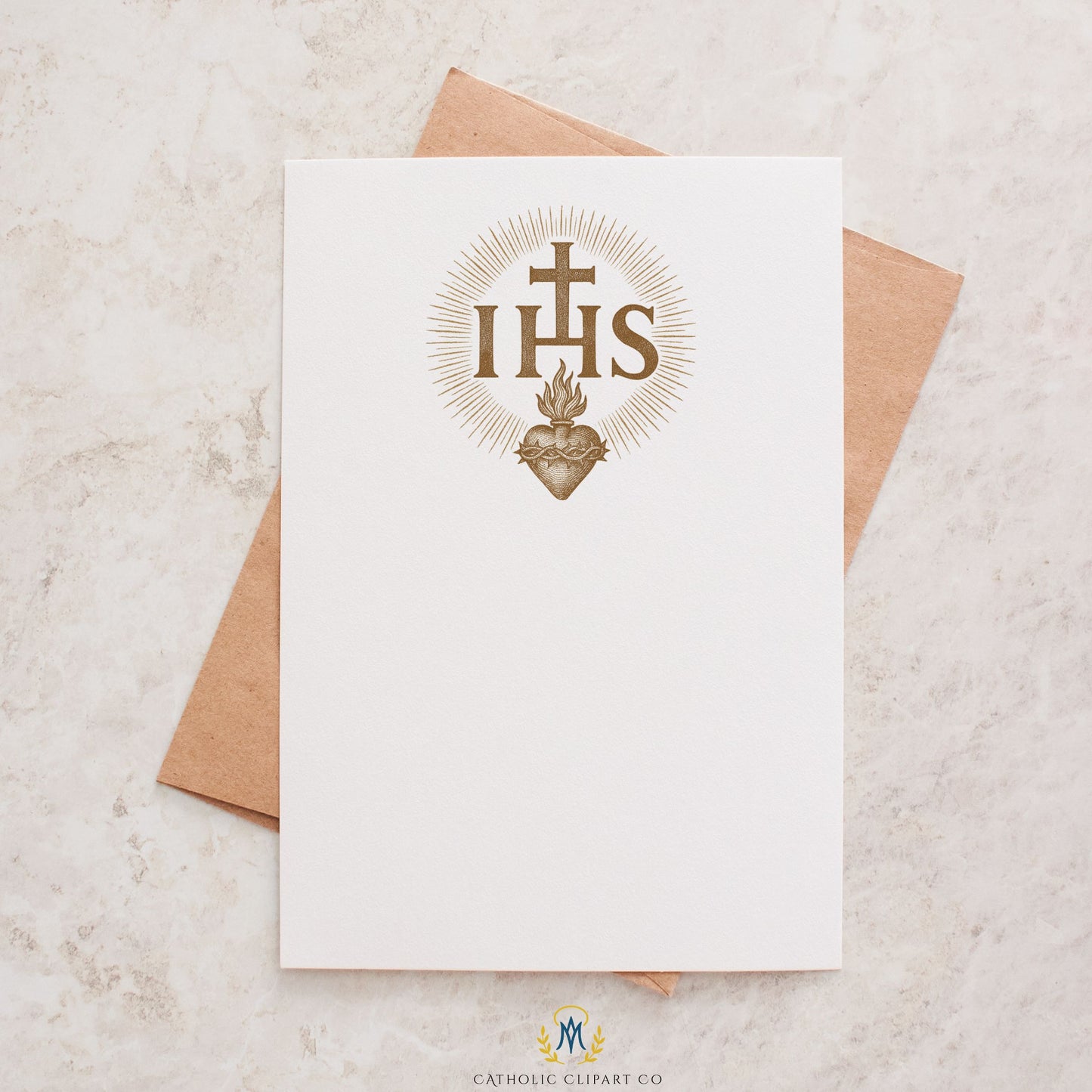 Sacred Heart of Jesus Clipart IHS Catholic Vintage Gold Sepia Religious Art PNG JPG Christian Sacred Heart Design